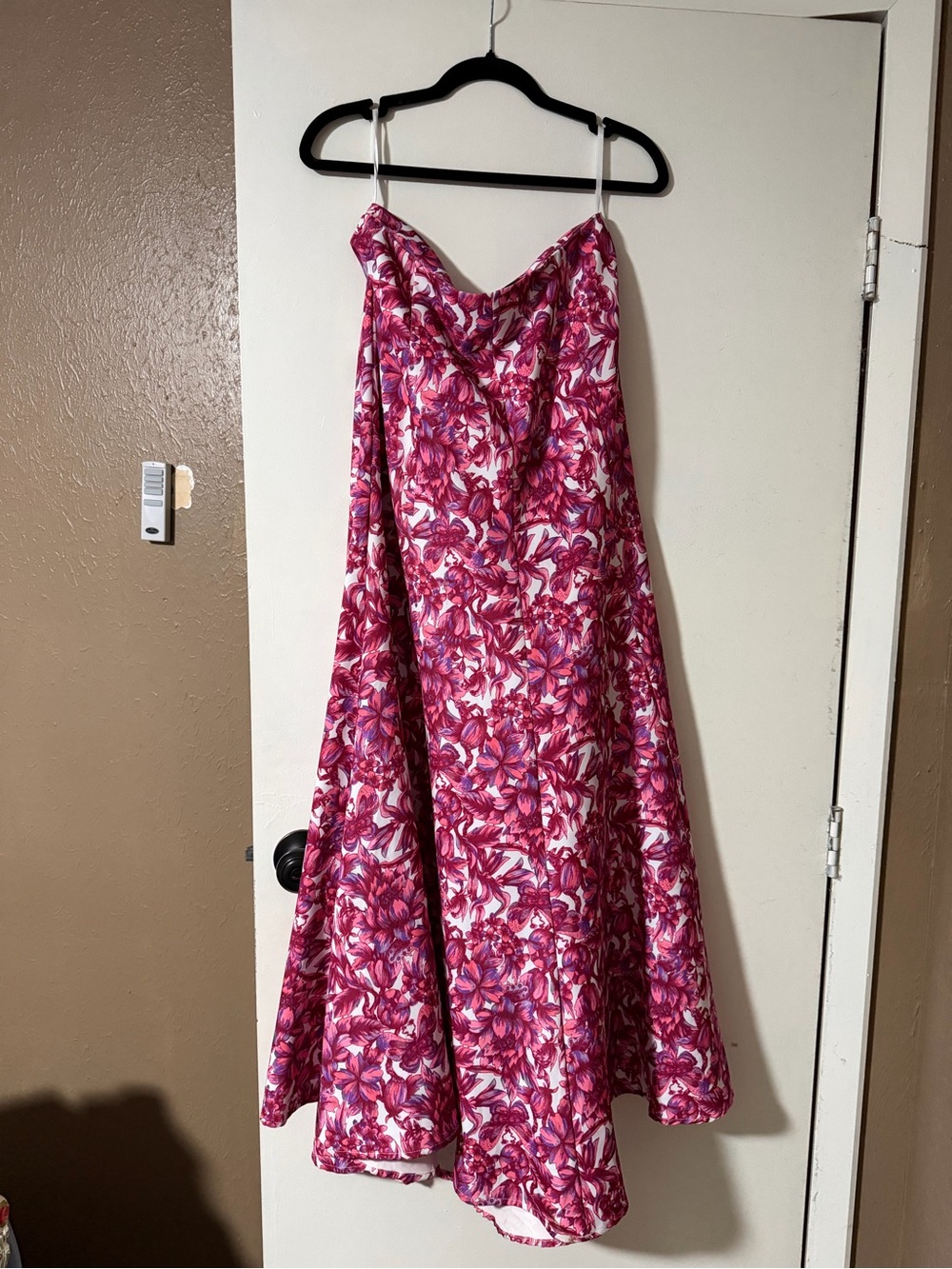 Women’s Pink Floral Maxi Skirt with Flowing A-Line Silhouette